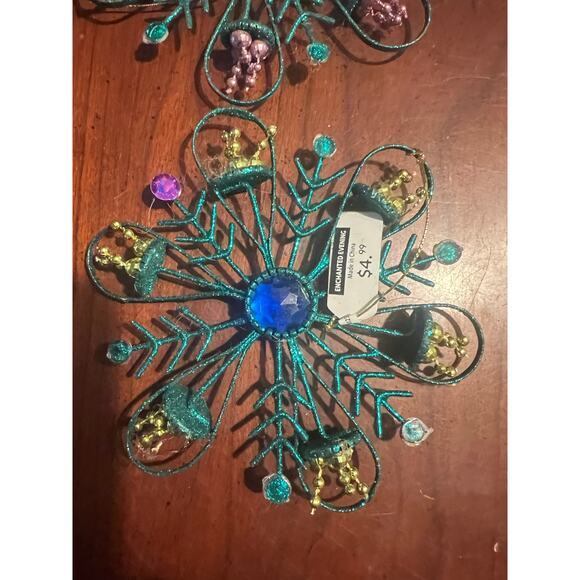 NWT Glittery snowflake Christmas Ornament emerald green glittery Holiday Festive - Picture 5 of 9